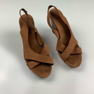 UGG size 7 leather sling back wedge heel sandals